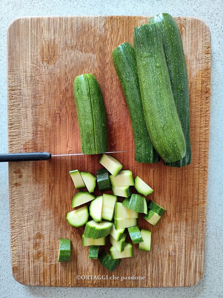 cutting the zucchini
