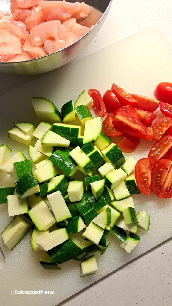 Chicken and vegetable bites in air fryer
