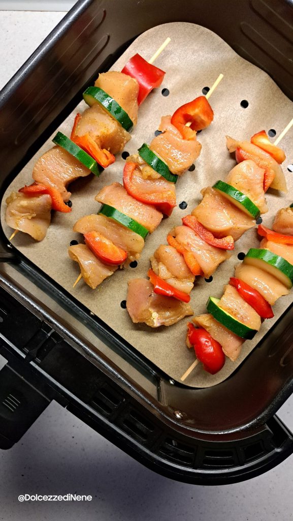 Chicken skewers cooked in air fryer or oven