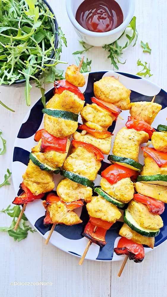 Chicken skewers cooked in air fryer or oven