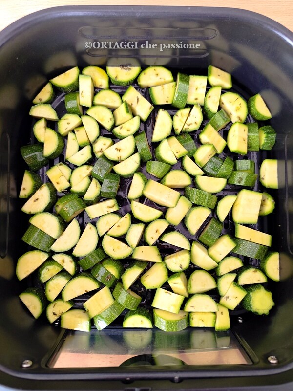 place the zucchini in the air fryer