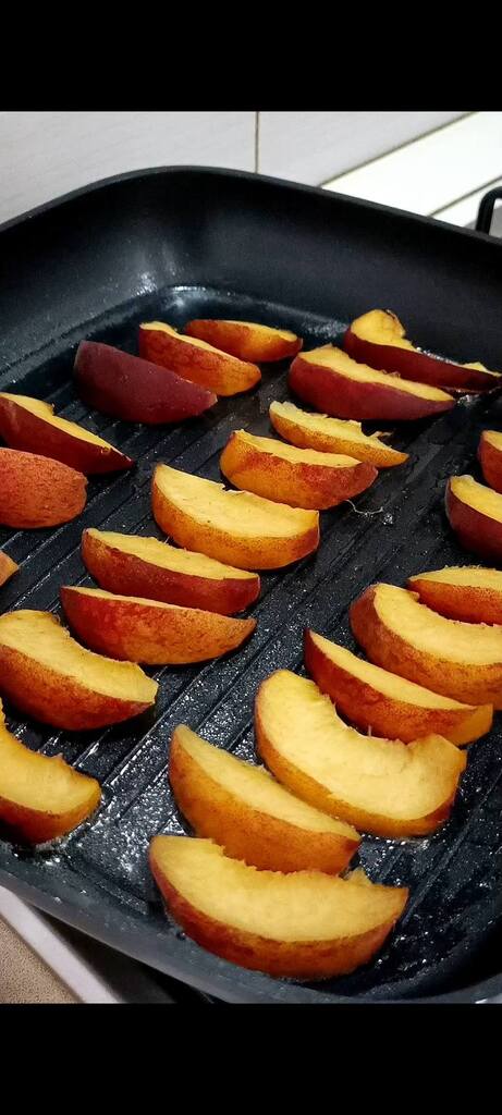 Grilling the peaches