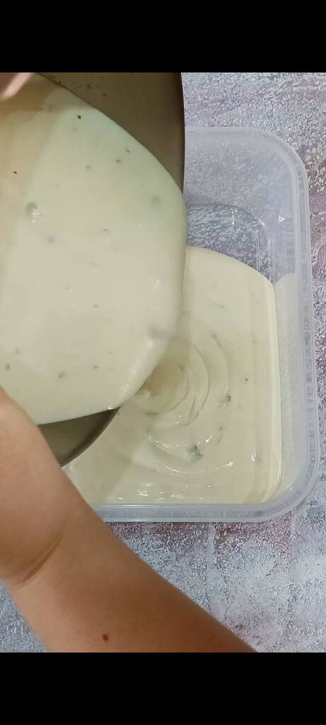 Pour into a container and put in the freezer