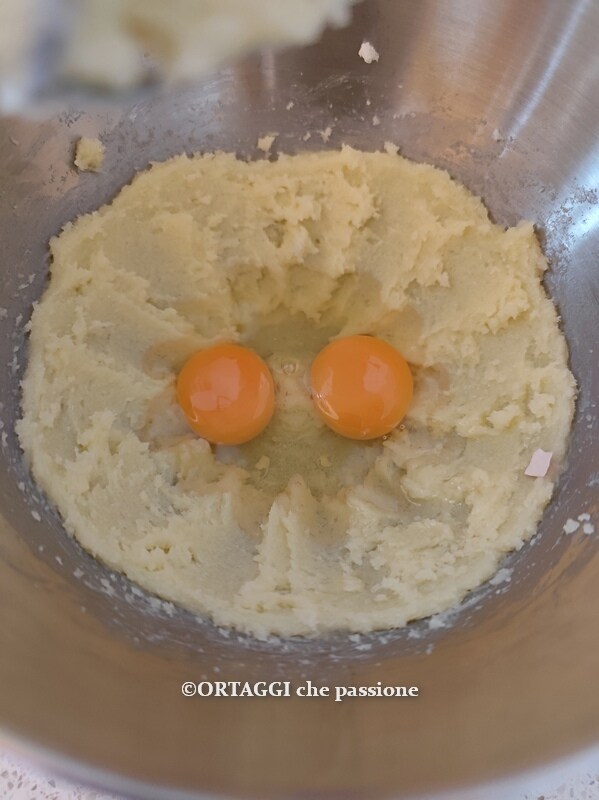 add eggs to whipped butter and sugar