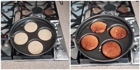 Apple pancakes cooked in the pancake pan