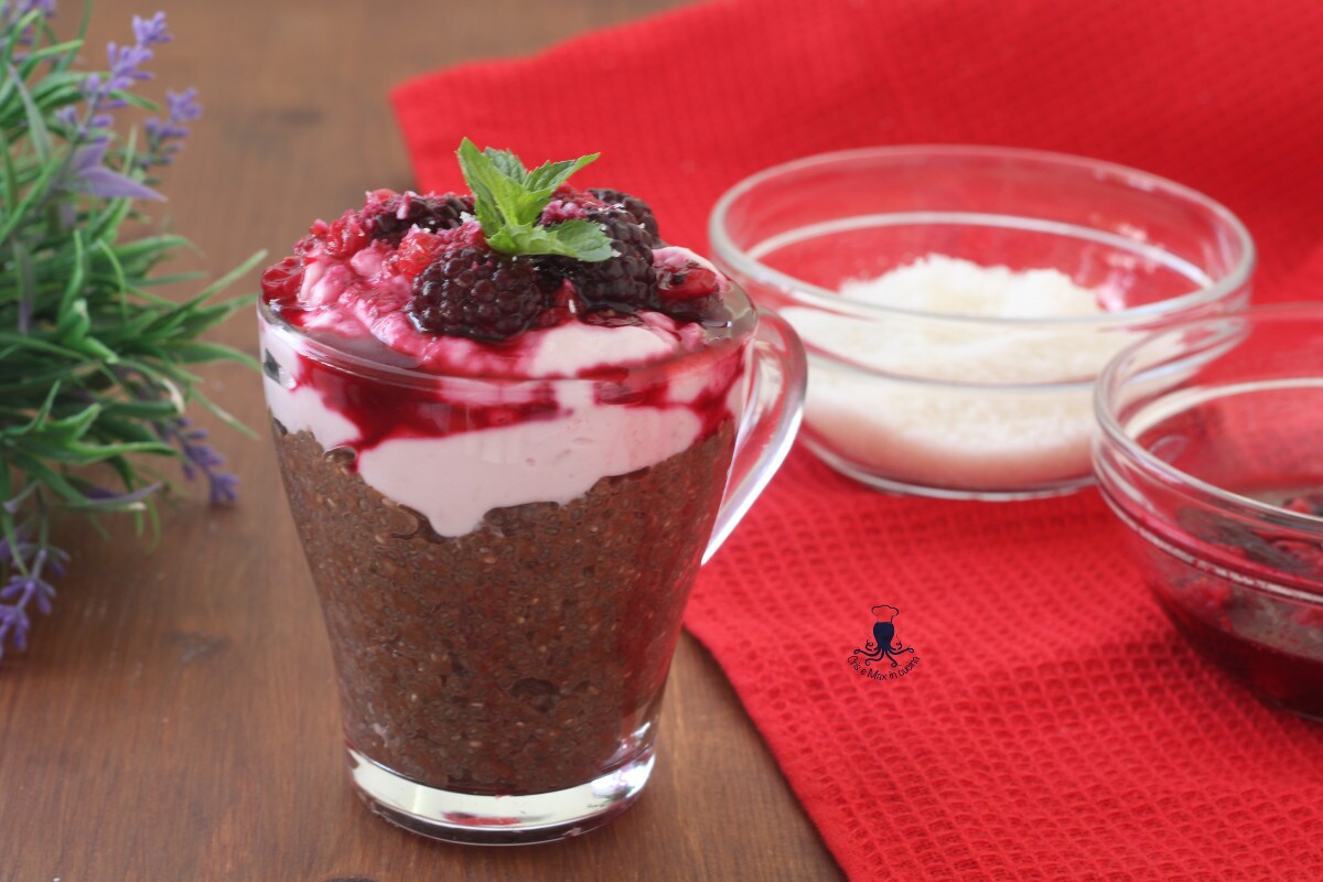 Chocolate and Red Berry Chia Pudding, Sugar-Free Fit Recipe