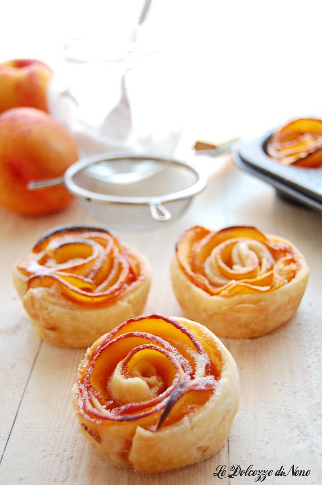 Puff pastry and peach roses