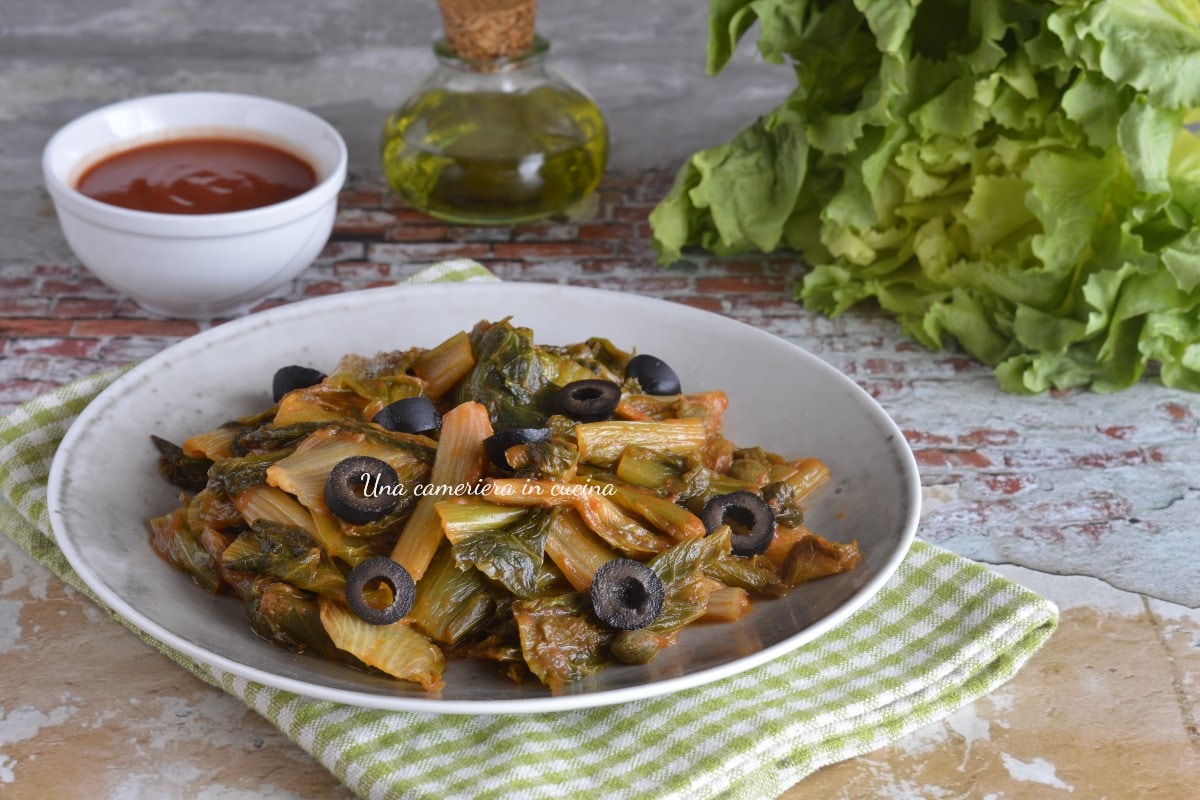 Escarole with Tomatoes, Olives, and Capers