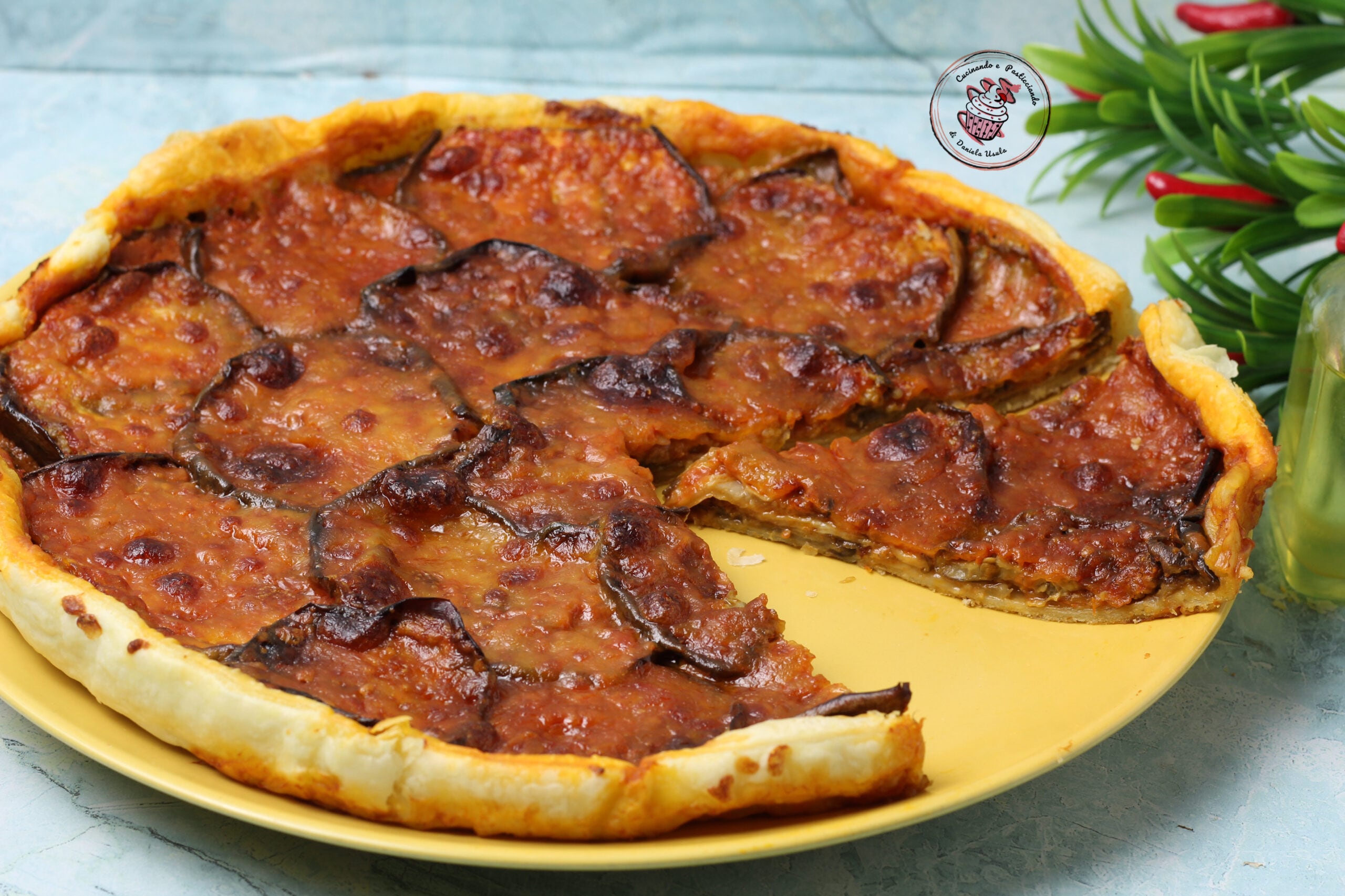 Savory Eggplant Parmigiana Pie without Frying, in Air Fryer