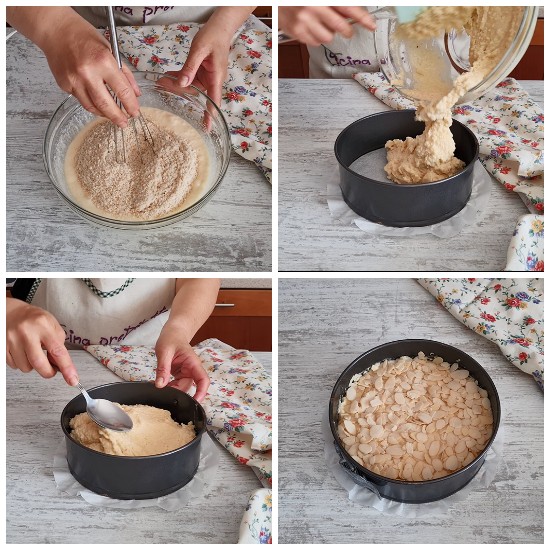 Flourless almond cake, preparation