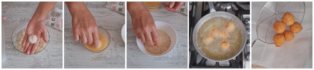 Fried ricotta balls, preparation