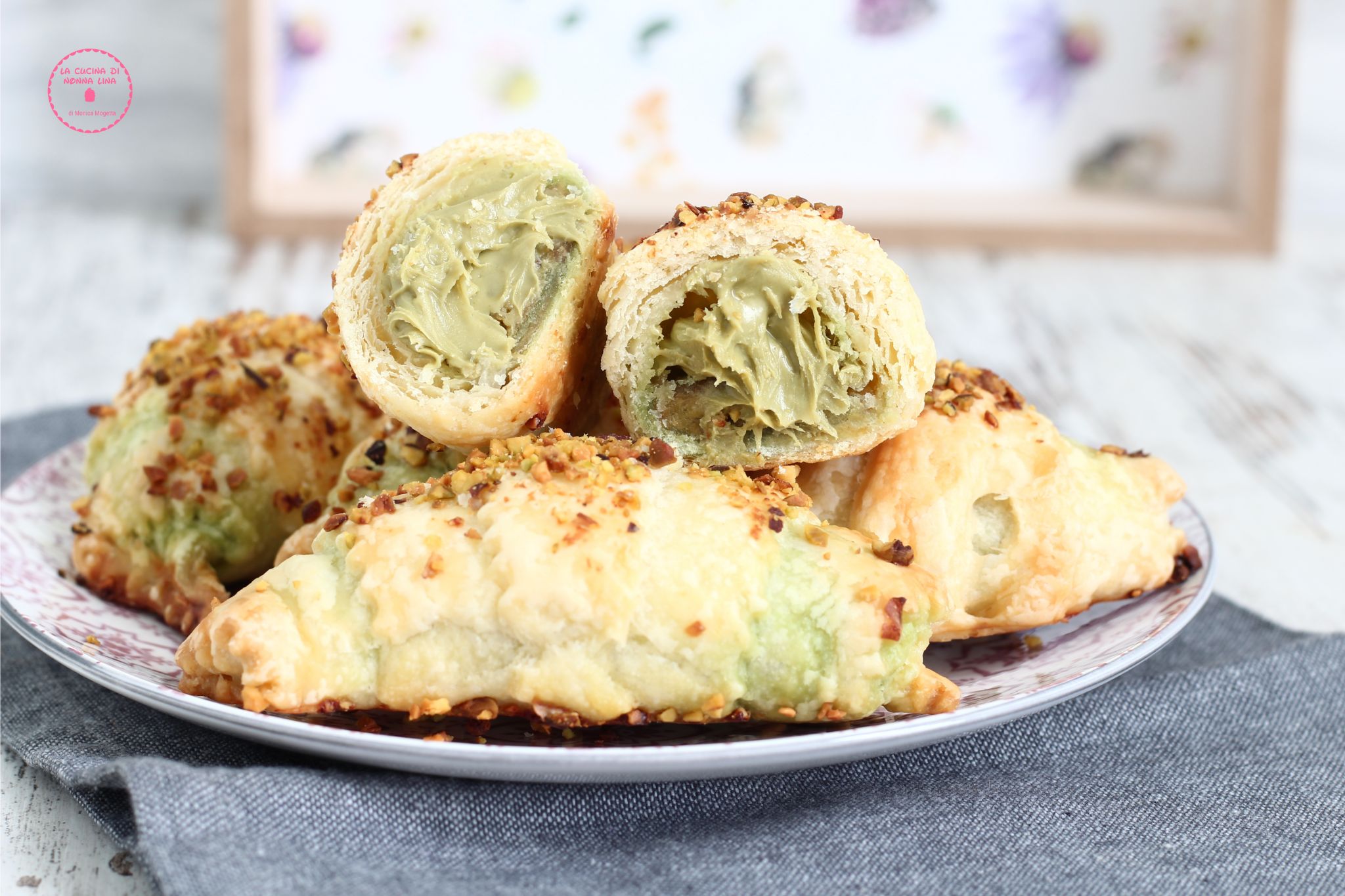 Pistachio Croissants with Puff Pastry