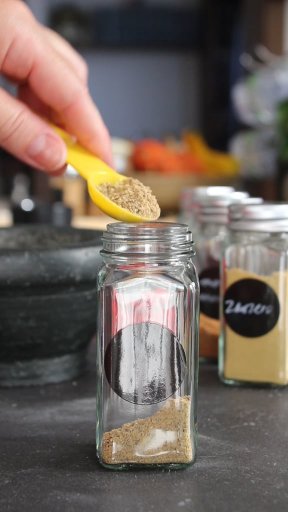 transfer the spice blend into the jar
