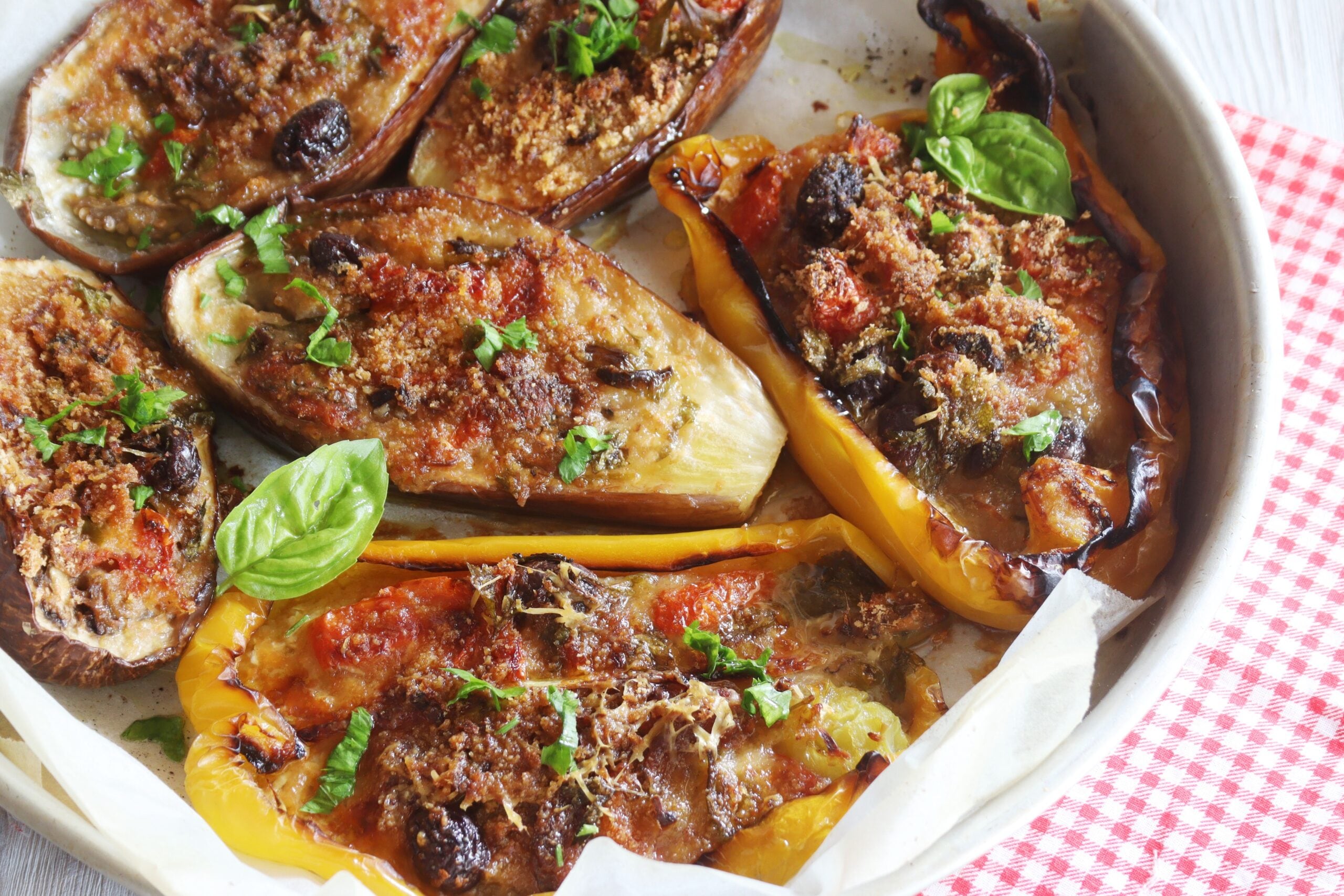 Stuffed Bell Peppers and Eggplants