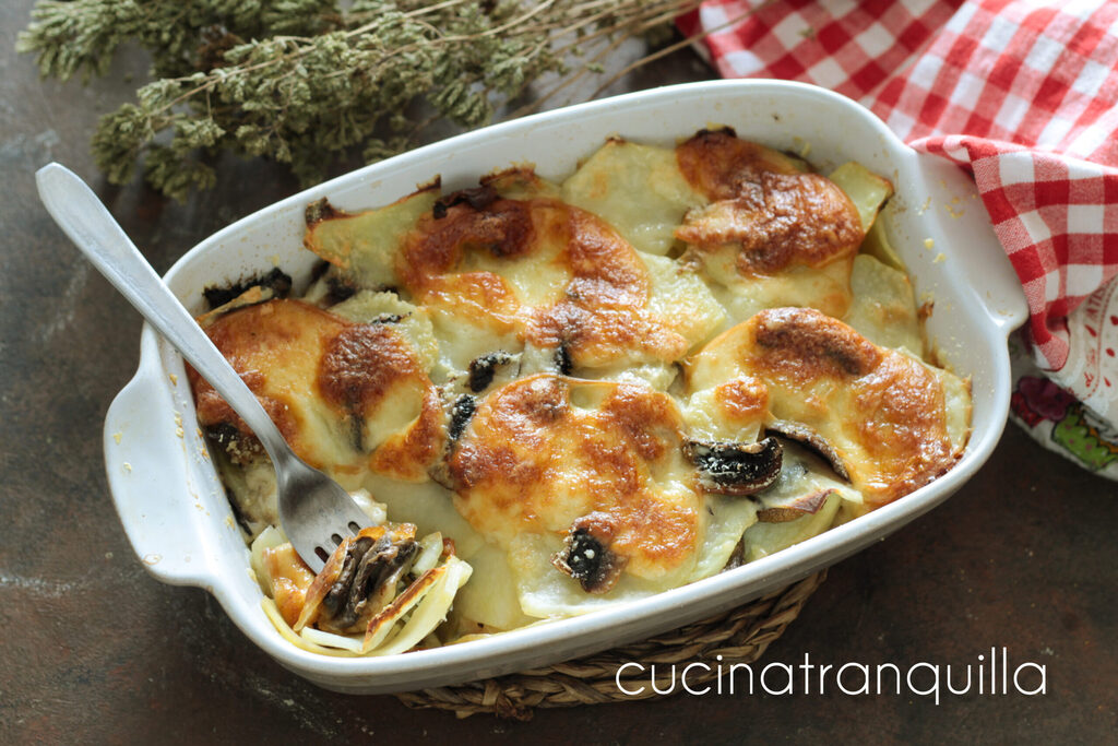 Potato and Mushroom Mille-feuille with Scamorza without Béchamel