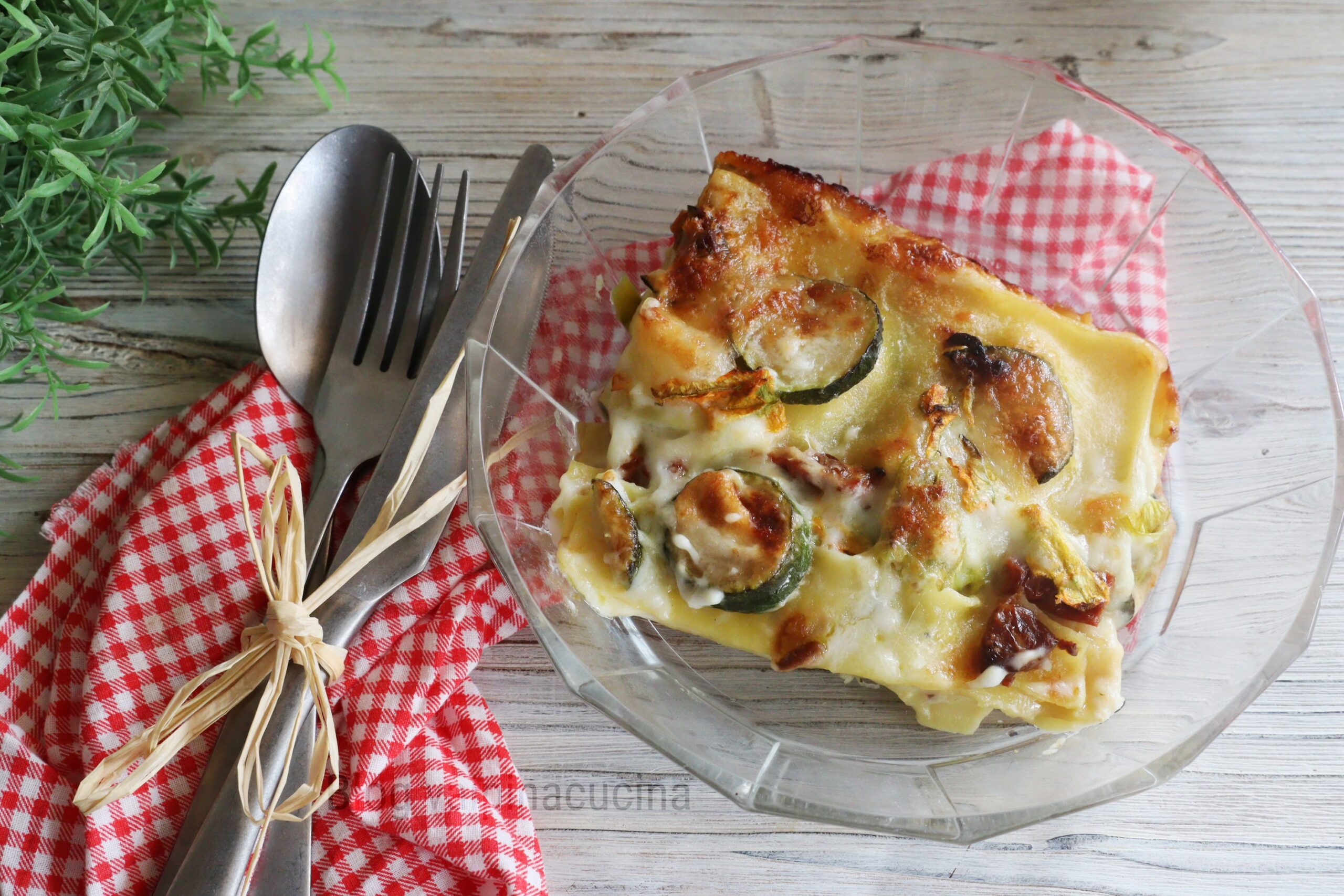 Lasagna with Zucchini Flowers and Sun-Dried Tomatoes