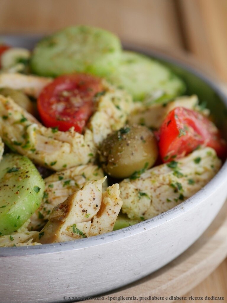 Light Chicken Salad with Cucumbers, Cherry Tomatoes, and Green Sauce | Fresh and Tasty Recipe