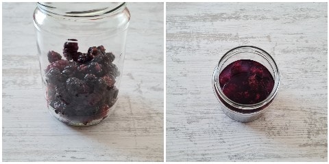 Mulberries soaking in alcohol