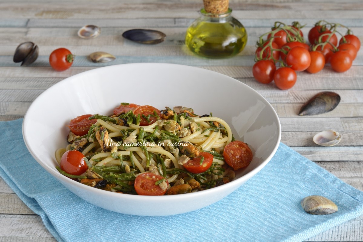 Pasta with Samphire, Clams, and Mussels