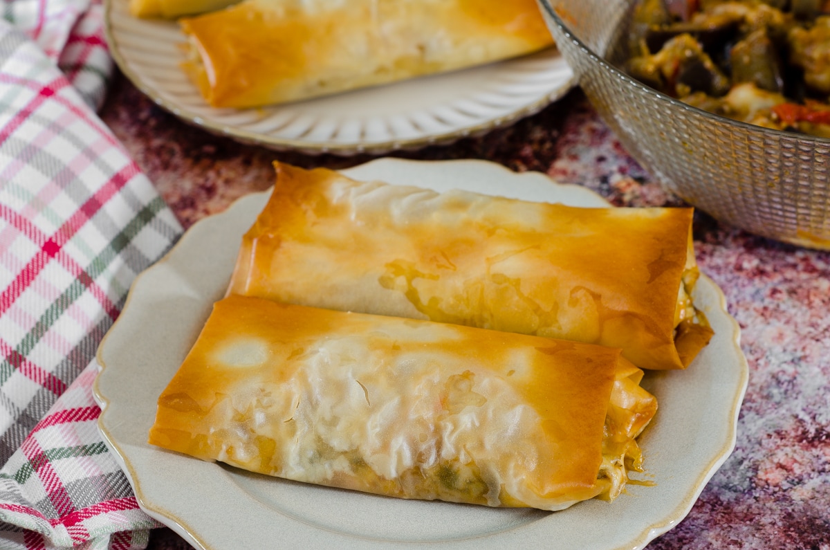 Phyllo Dough Rolls with Eggplants, Crunchy and Tasty!