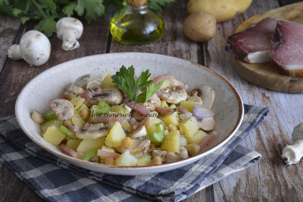 Potato, Mushroom, Chickpea, and Speck Salad