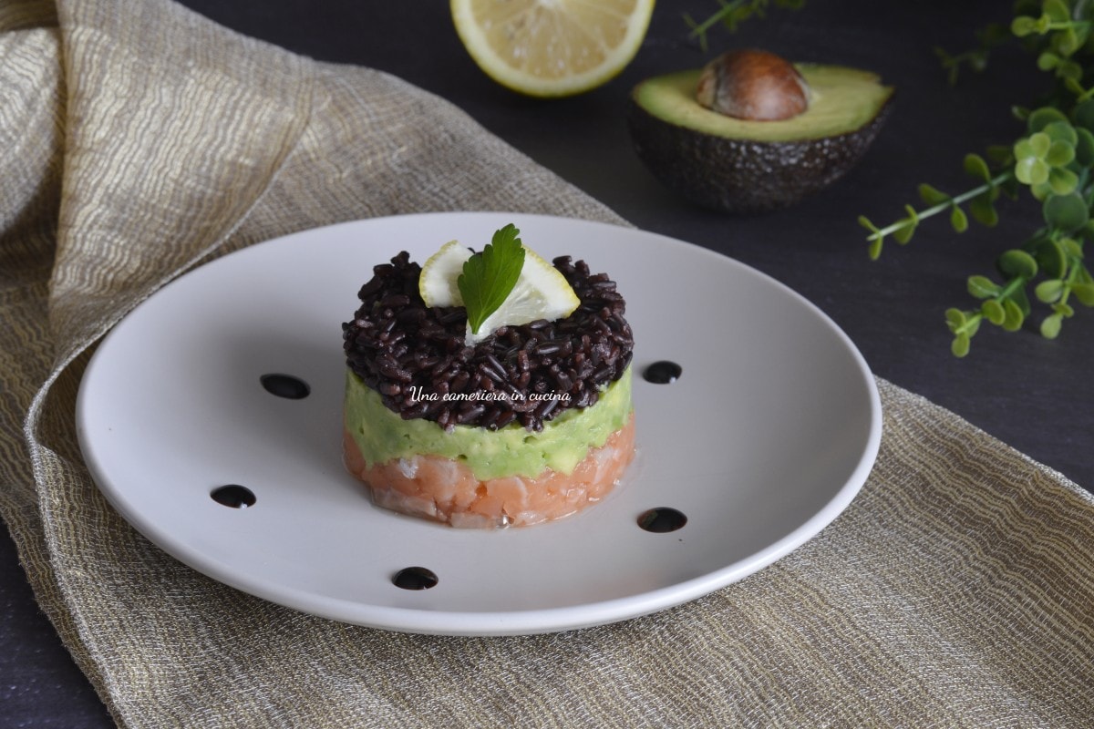 Salmon Tartare with Avocado and Black Rice