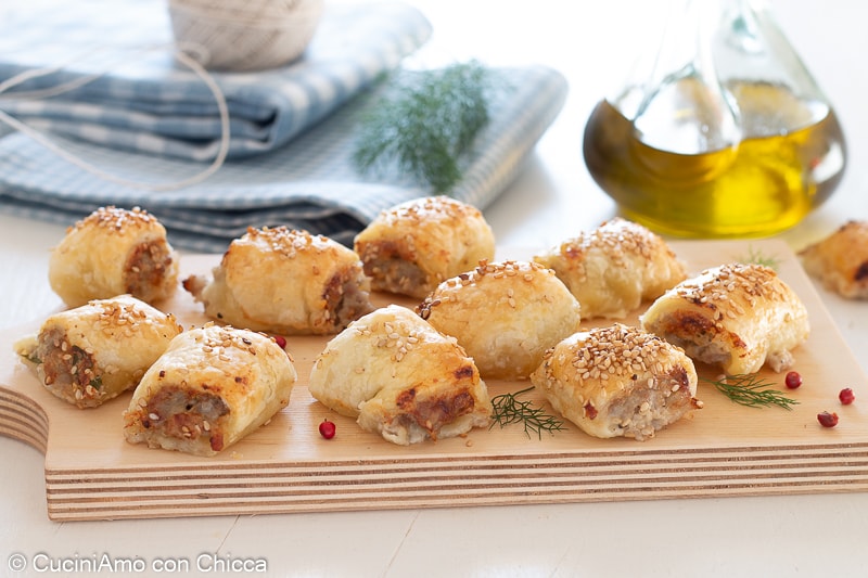 Sausage and Stracchino Puff Pastries