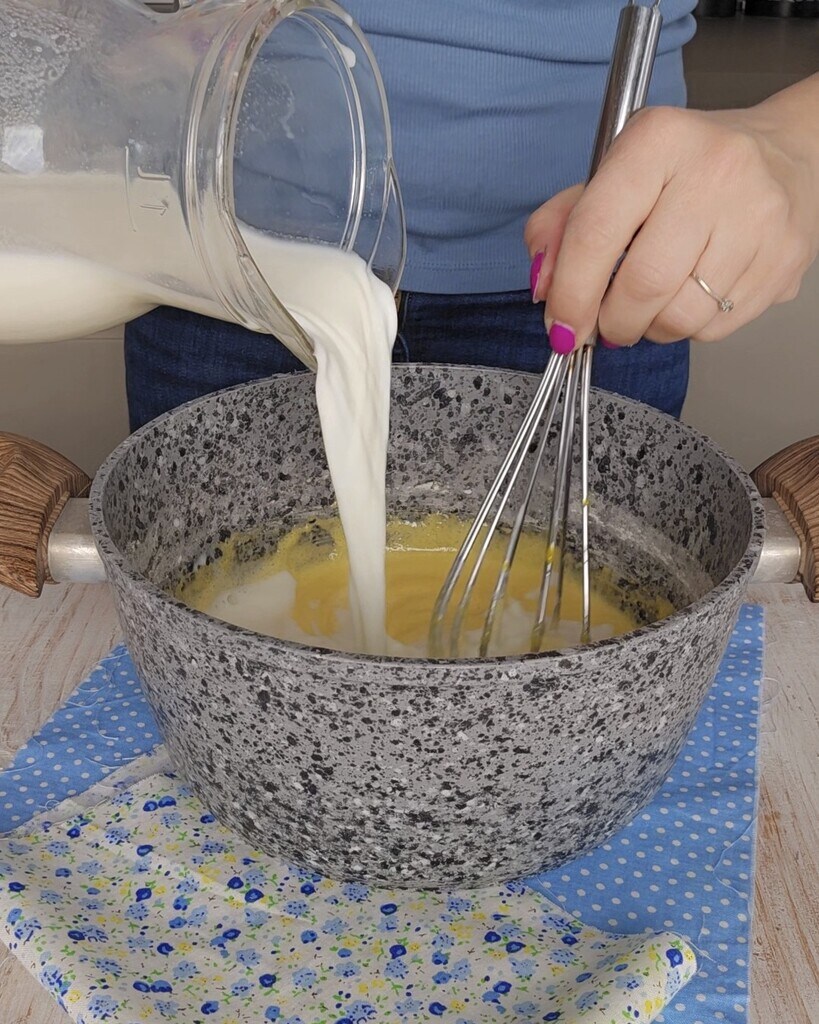 pour the hot milk
