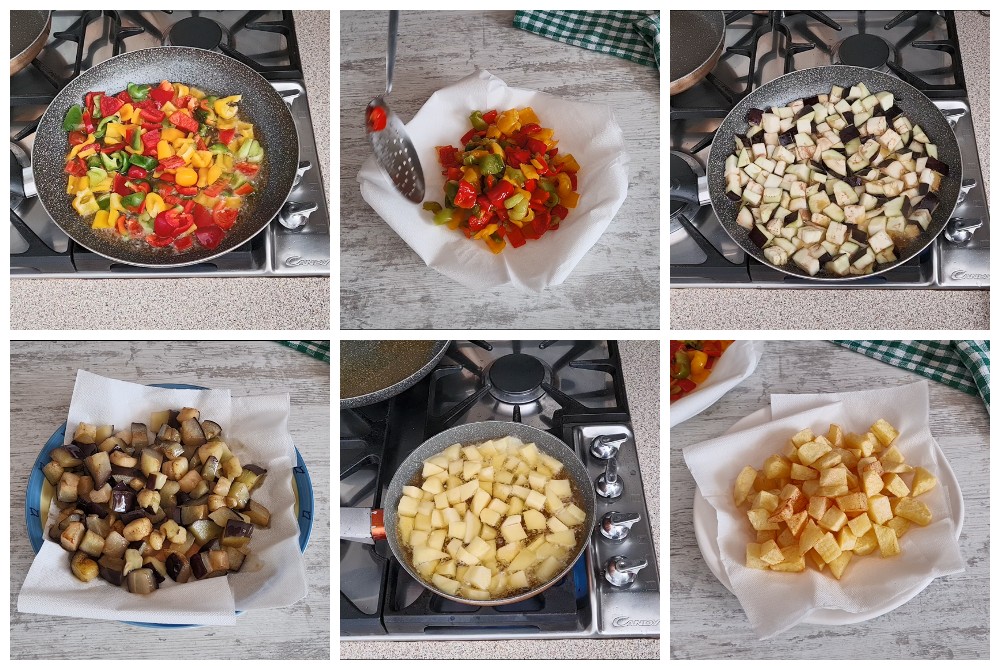 Sicilian caponata Catania style, preparation