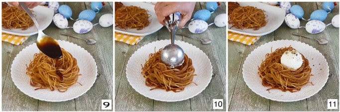 Recipe Spaghetti Nests with Ice Cream, preparation