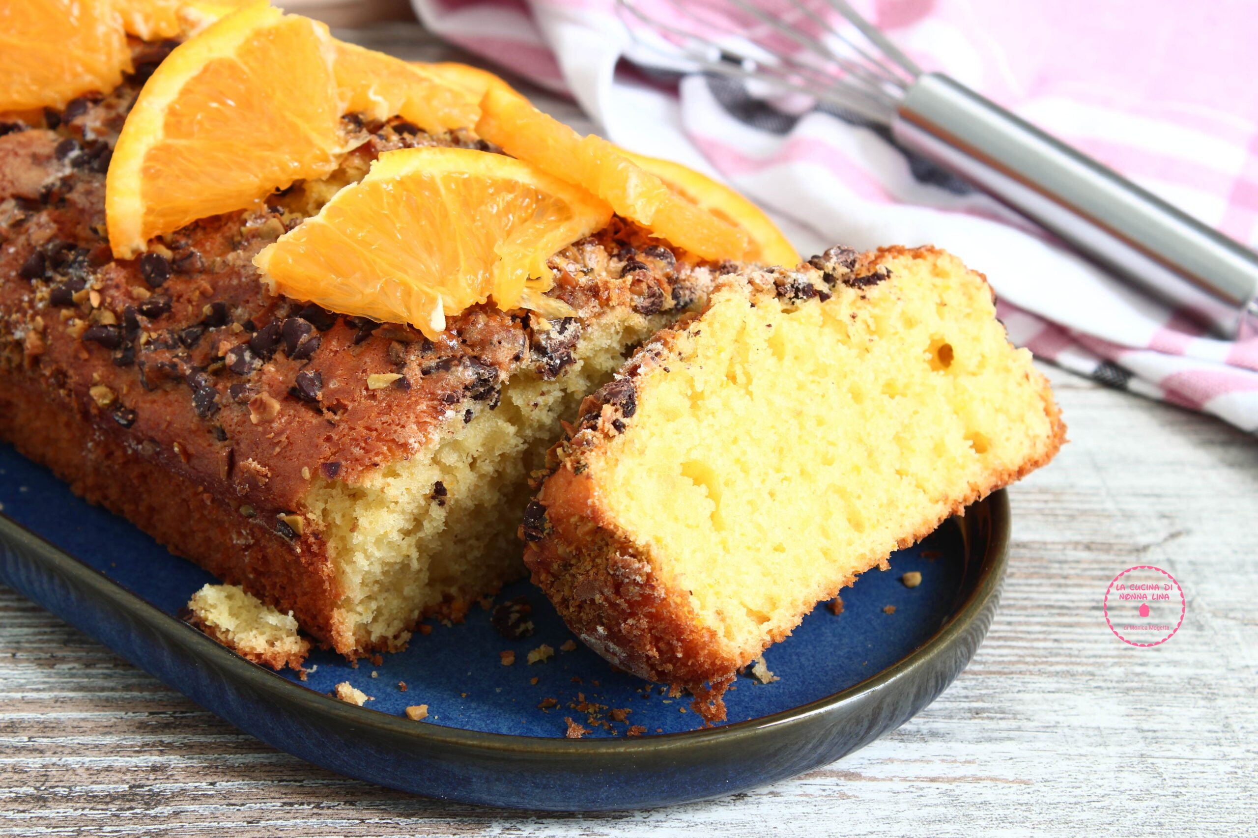Orange Loaf Cake with Chocolate Chips and Pistachio Crumbs