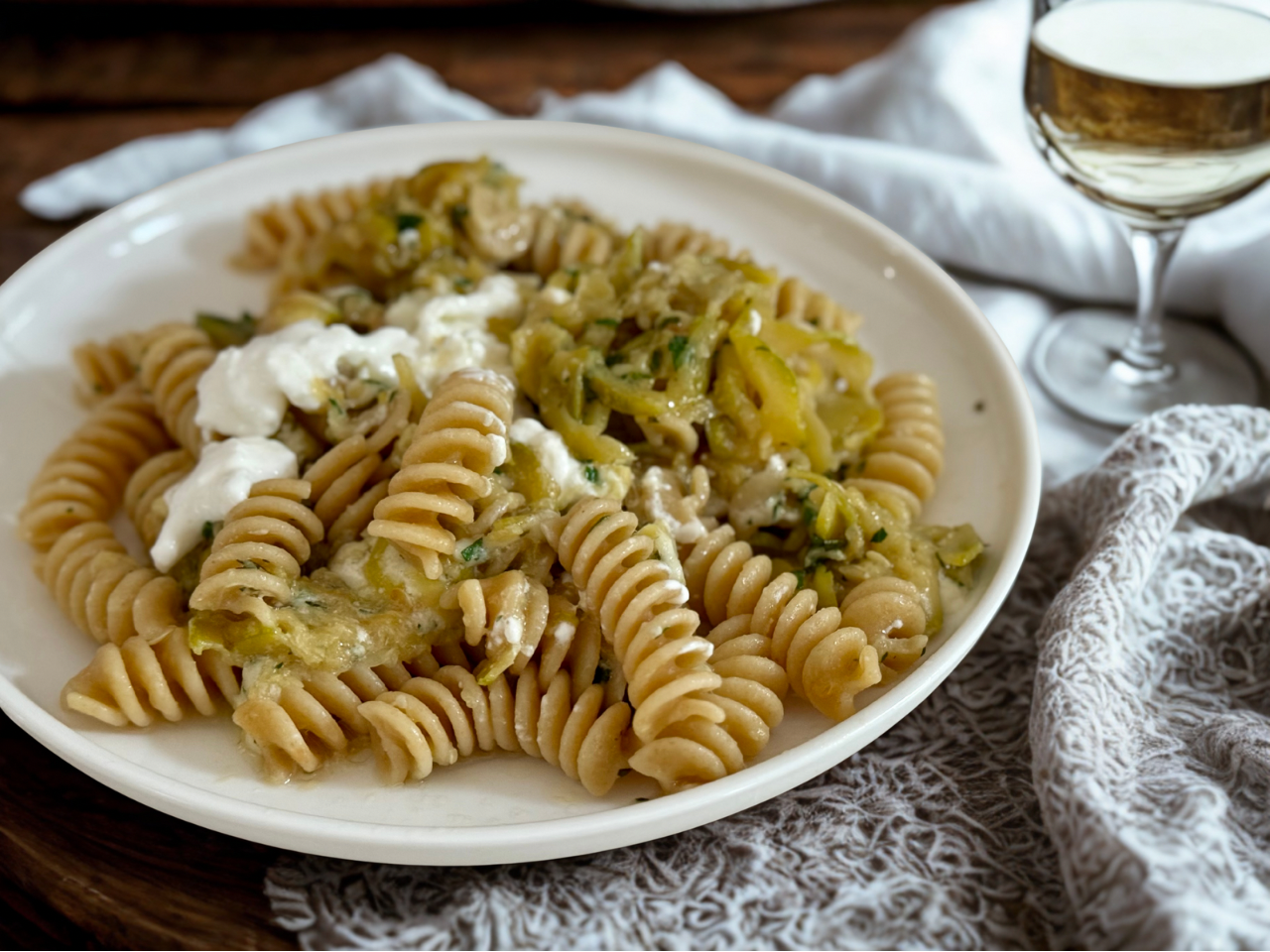 PASTA WITH CARAMELIZED ZUCCHINI AND STRACCIATELLA