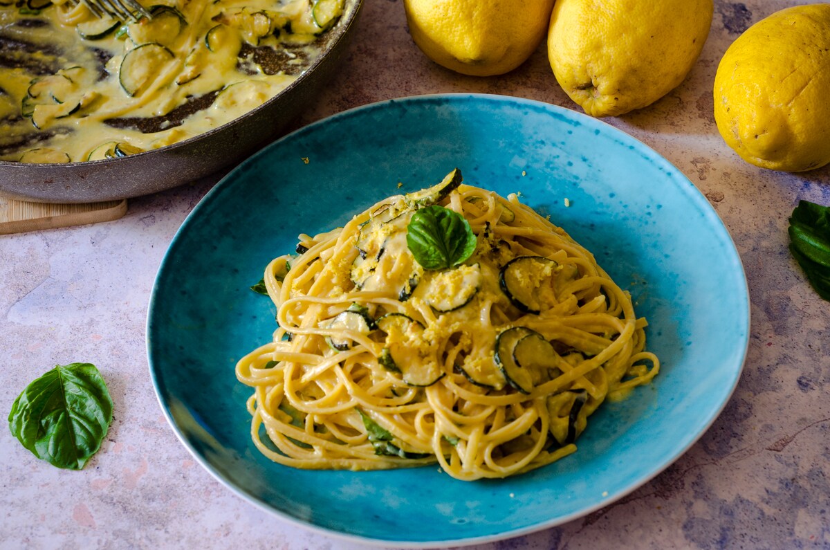 Zucchini and Lemon Carbonara Pasta