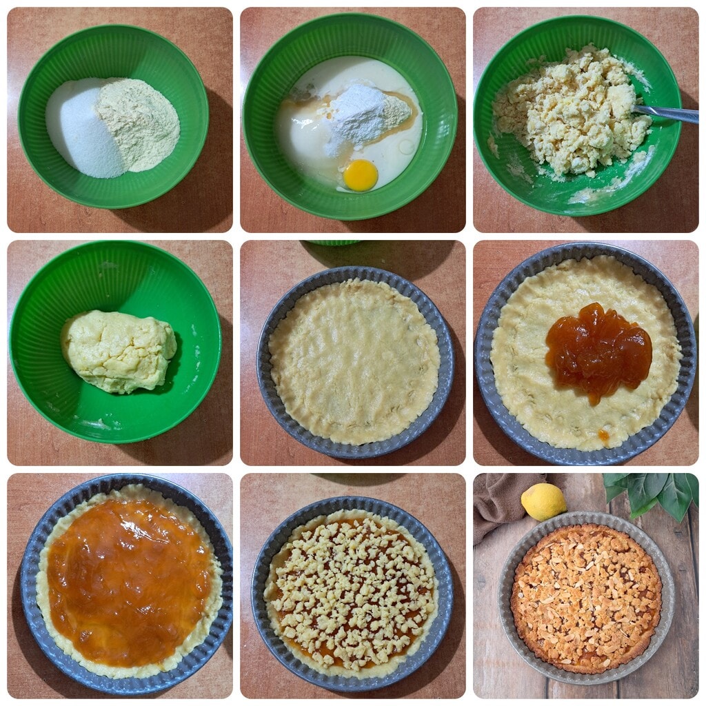 Apricot Tart, recipe with durum wheat semolina