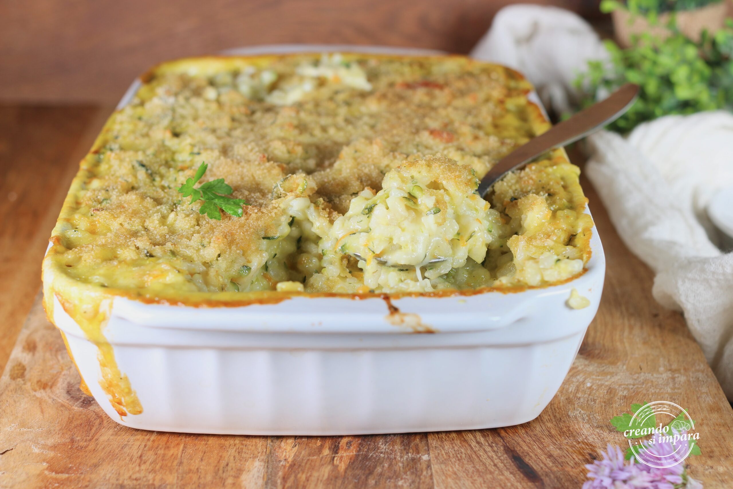 Baked Rice with Zucchini and Fontina