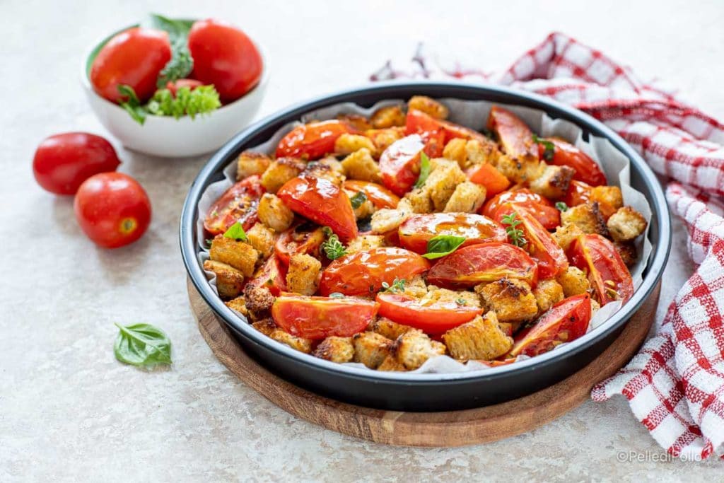 baked bread and tomatoes