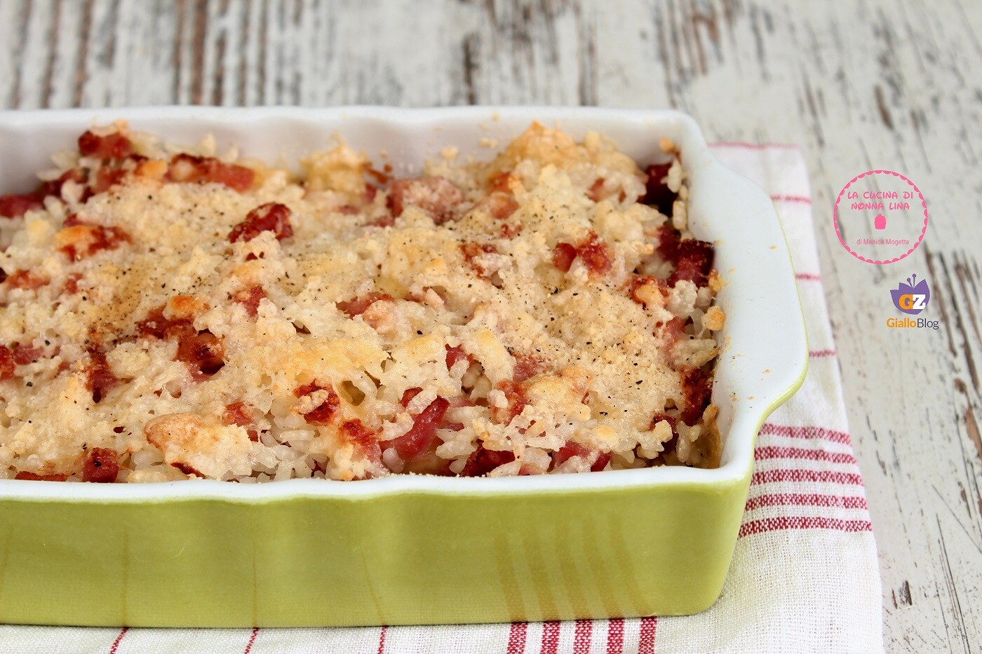 Cheesy Rice with Cooked Ham