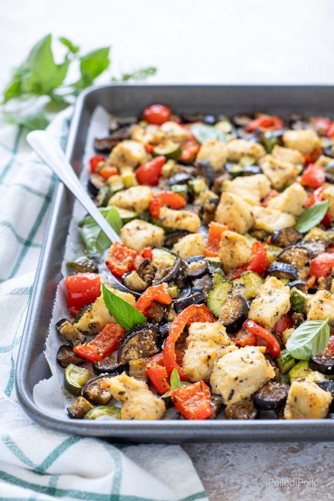 oven-baked sandy chicken with vegetables
