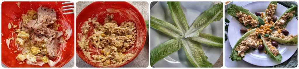 Lettuce Leaves Stuffed with Tuna and Corn