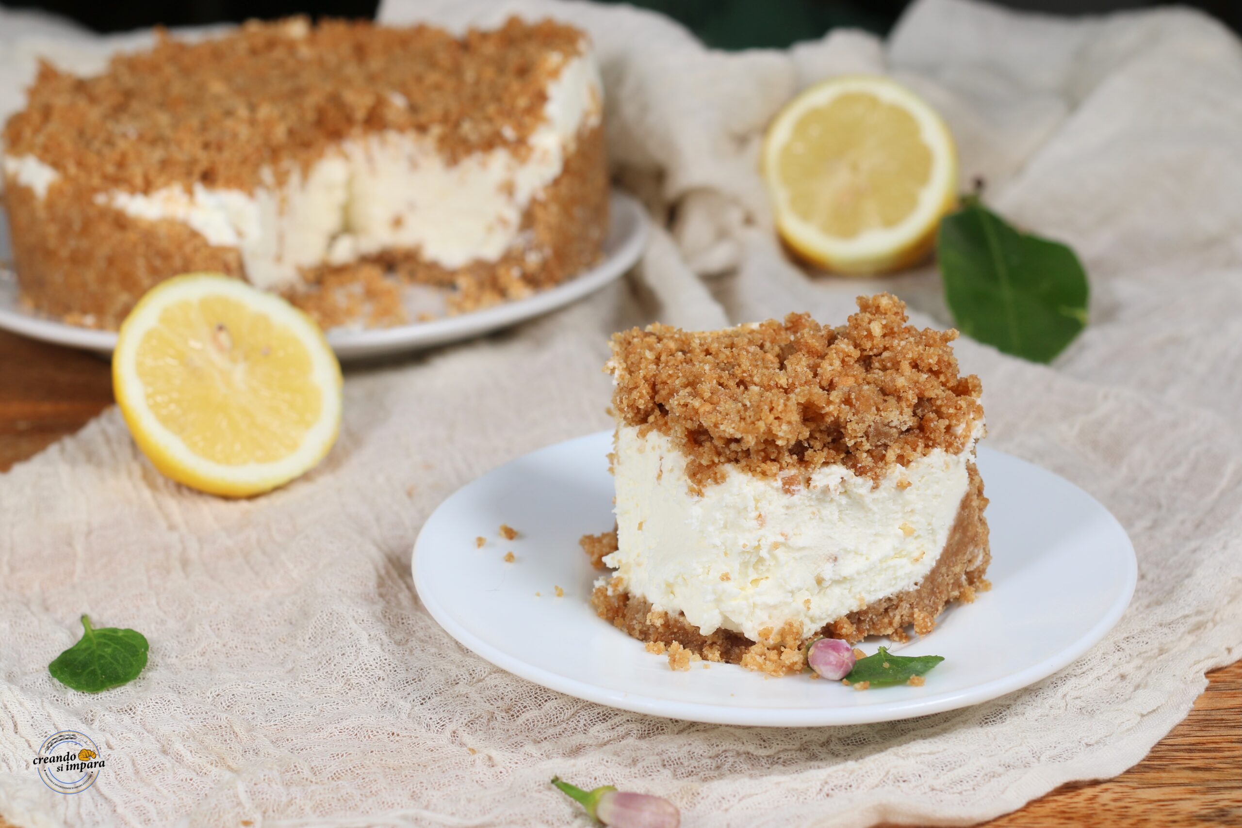 No-Bake Lemon Cream Crumble Cake