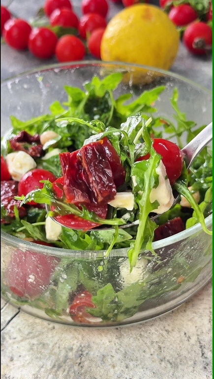 summer salad with arugula chickpeas and feta