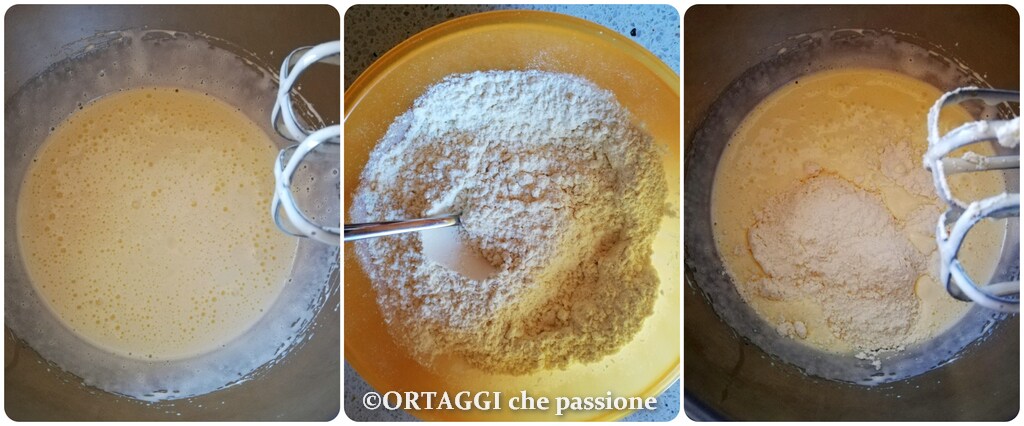 beat eggs and sugar - add sifted flour