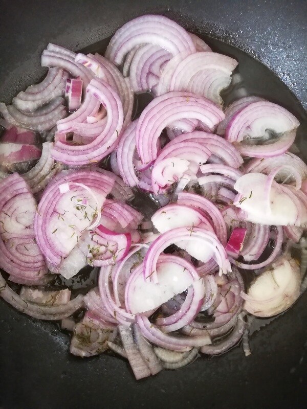 sautéing the onion