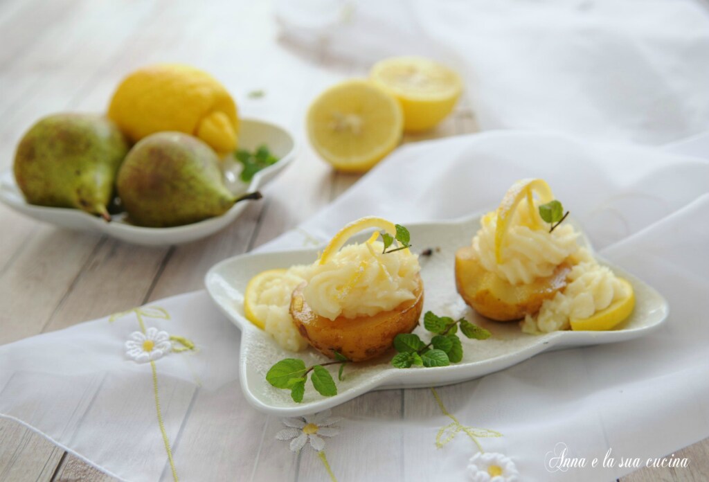 Pear stuffed with lemon cream