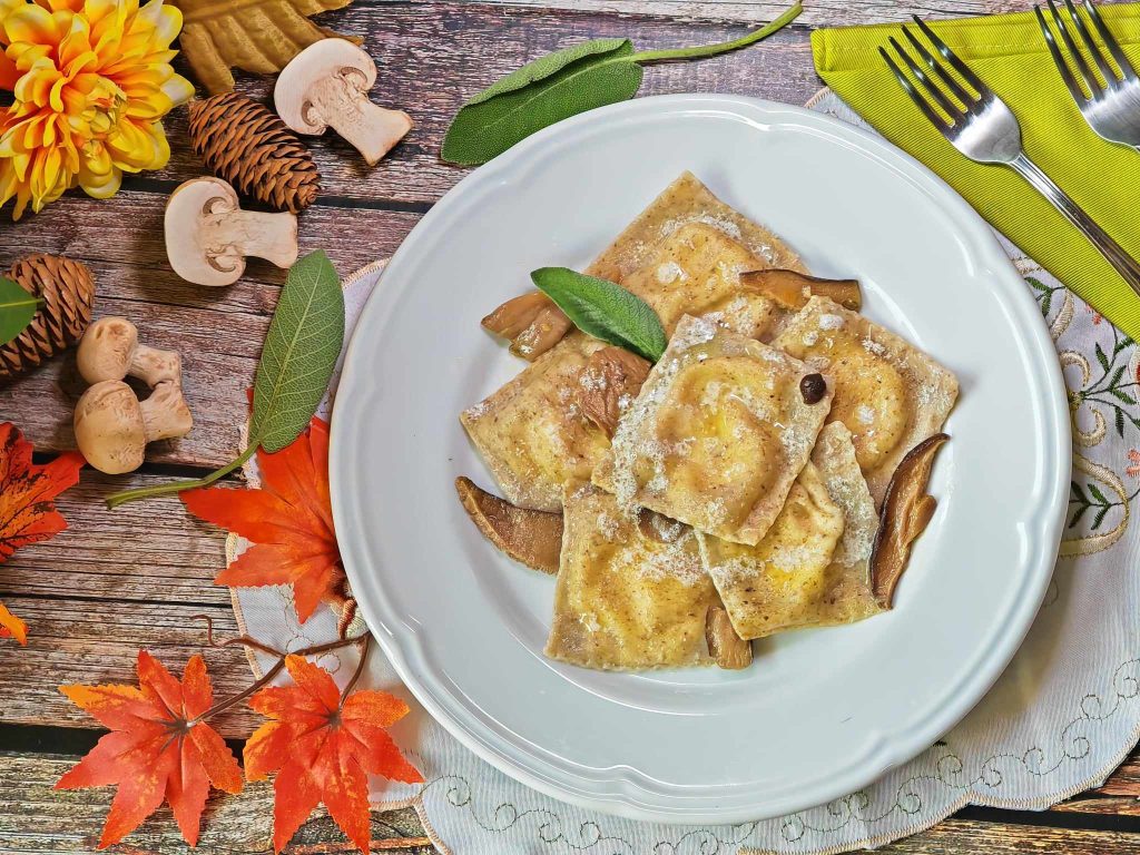 Ravioli with Mushroom Dough
