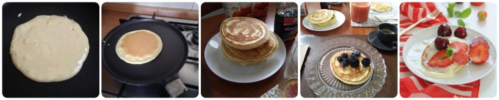 Pancakes with maple syrup and fruit