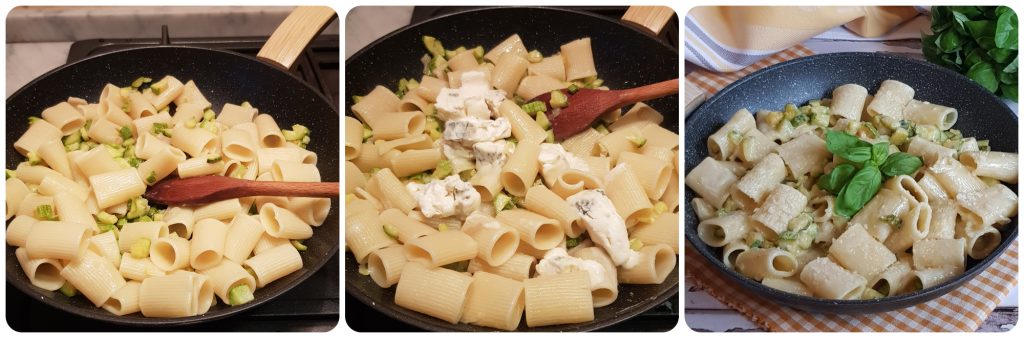 creamy mezze maniche with zucchini and gorgonzola