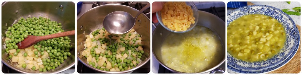 pasta, peas, and potatoes soup