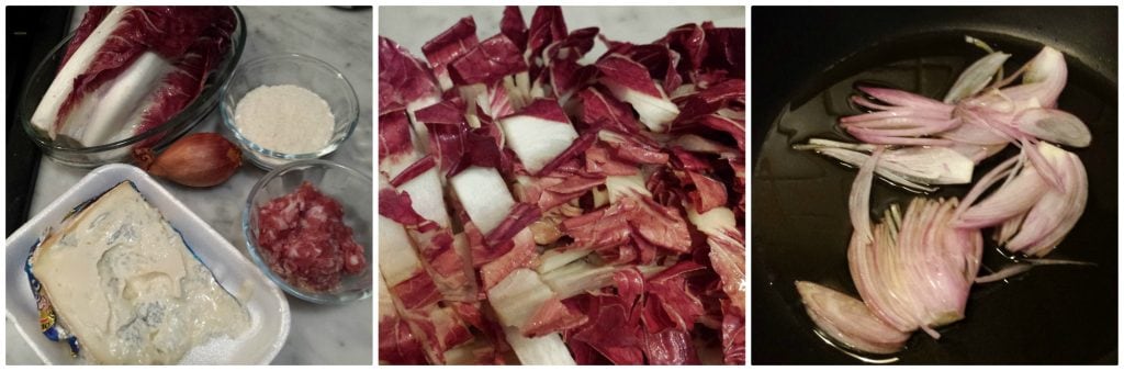 delicious lasagna with radicchio and gorgonzola