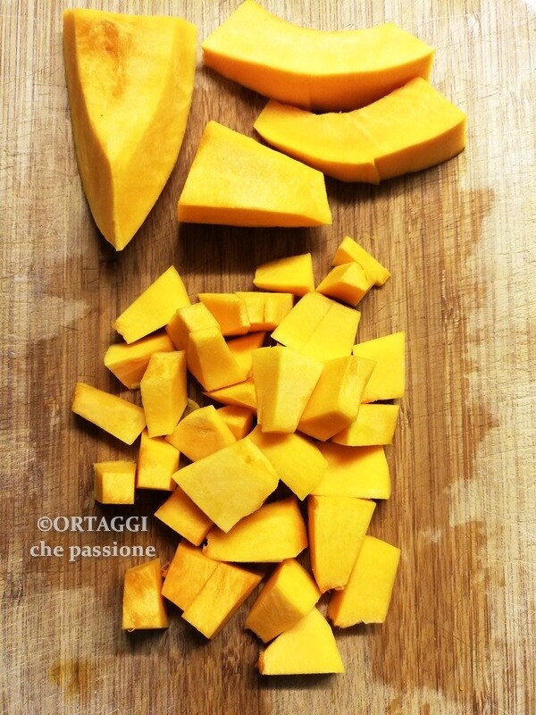 diced pumpkin preparation